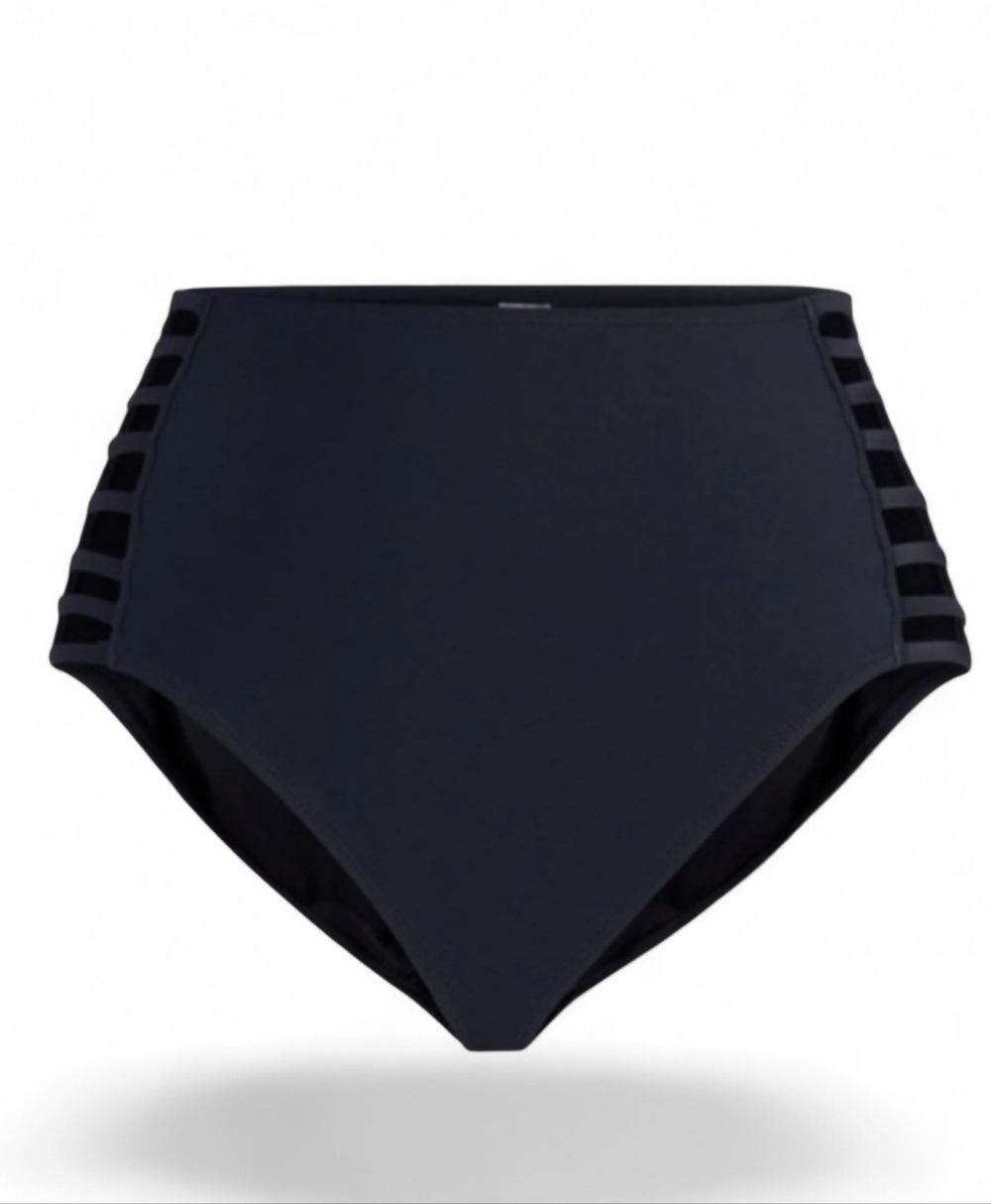 New York & Company Black High Waisted Cutout Bikini Bottom L NWT